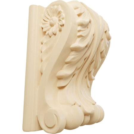 5W X 3D X 6 1/2H Large Acanthus Block W/ Backplate Wood Corbel, Maple